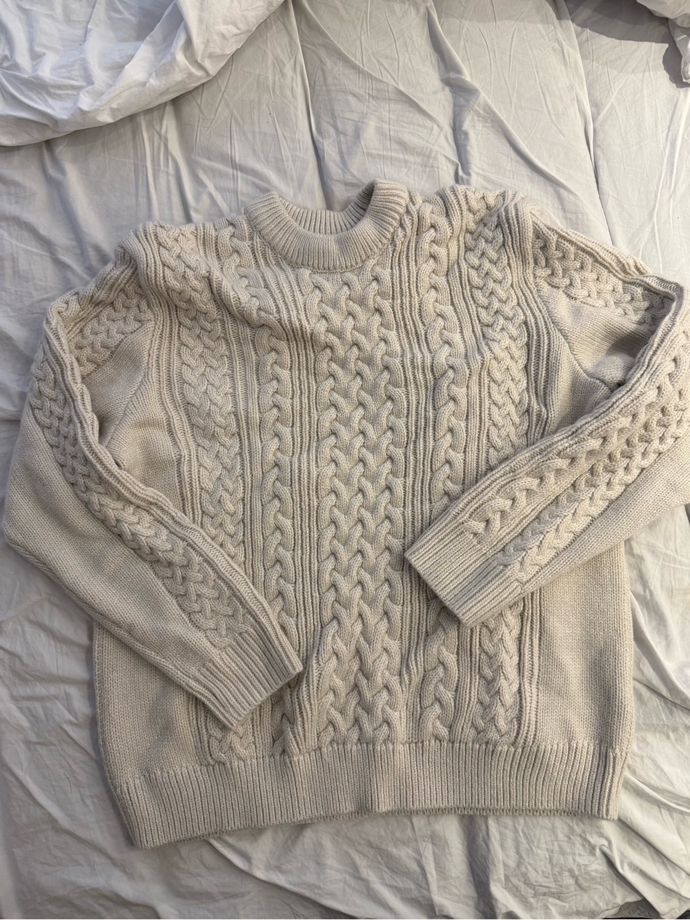 Rory Gilmore Cable Knit Crewneck Sweater - Cream